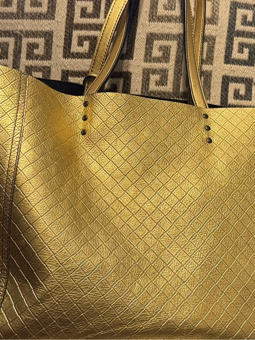 Bottega Veneta Metallic Gold Quilted Tote Bag - Women's Shoulder Bag